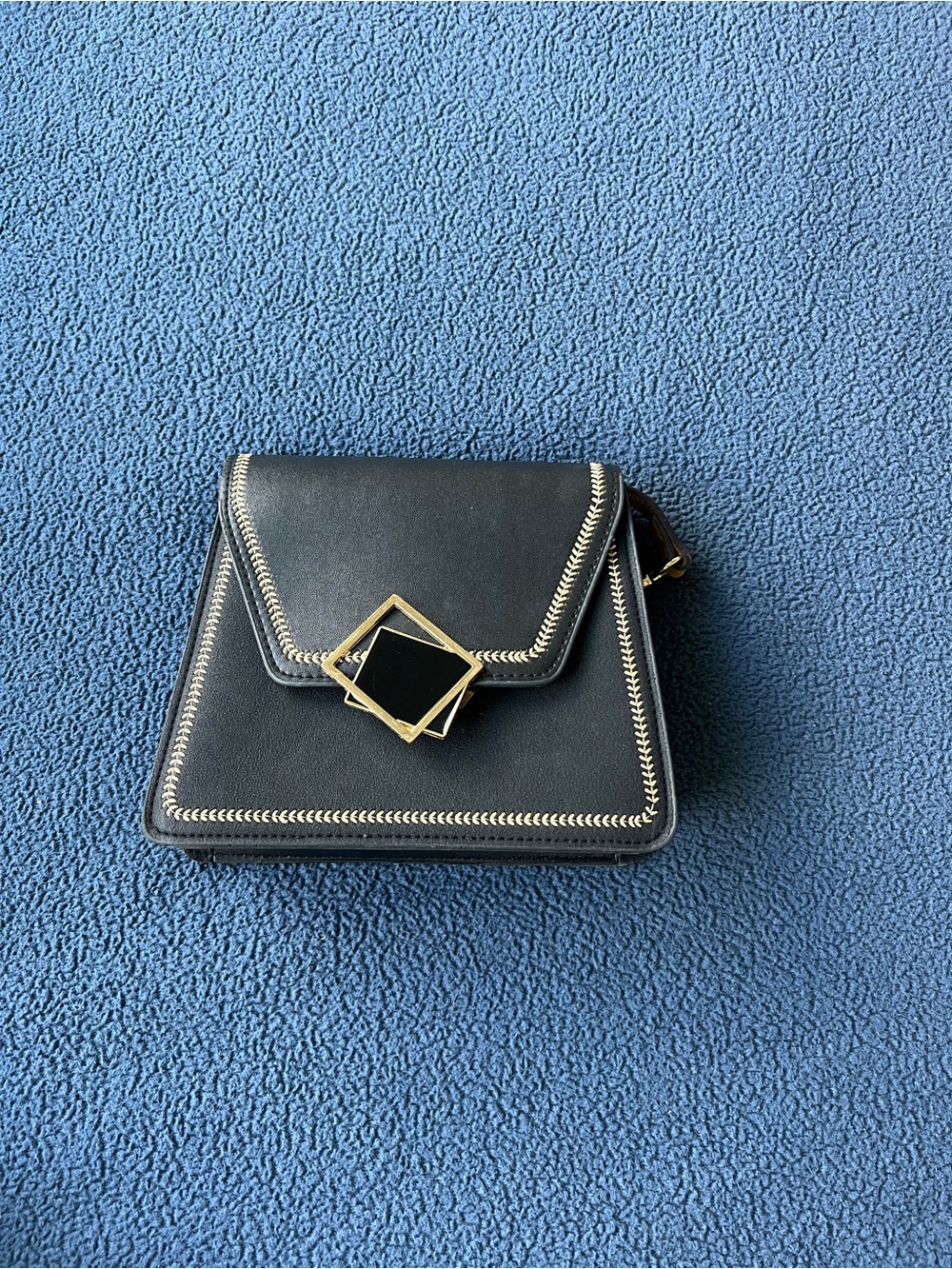 Women’s Black Leather Crossbody Bag with Gold Accent